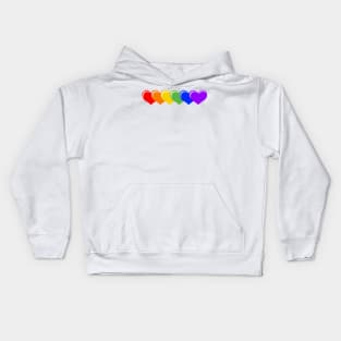 Overlapping Row of Six Hearts in Rainbow Colors Kids Hoodie